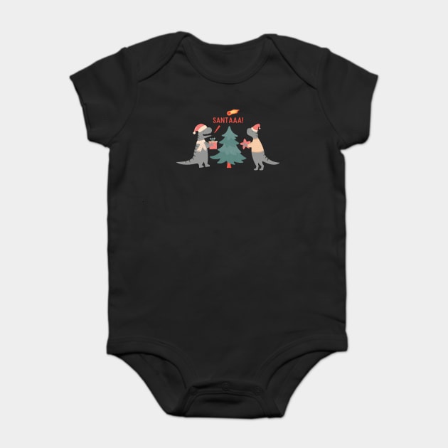 Dinosaur Santa Christmas Baby Bodysuit by The WYLD Tribe